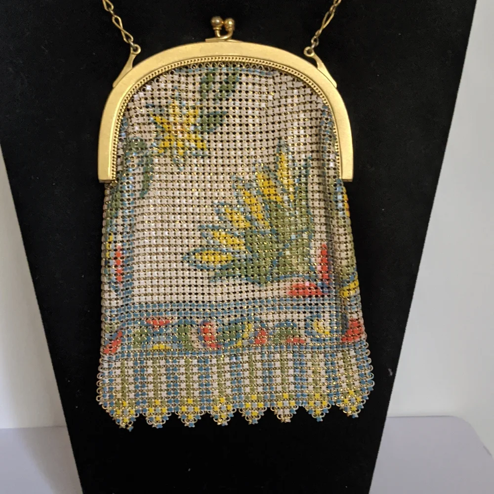 Vintage Whiting and Davis Enameled Mesh Purse 1920s - Picture 1 of 6